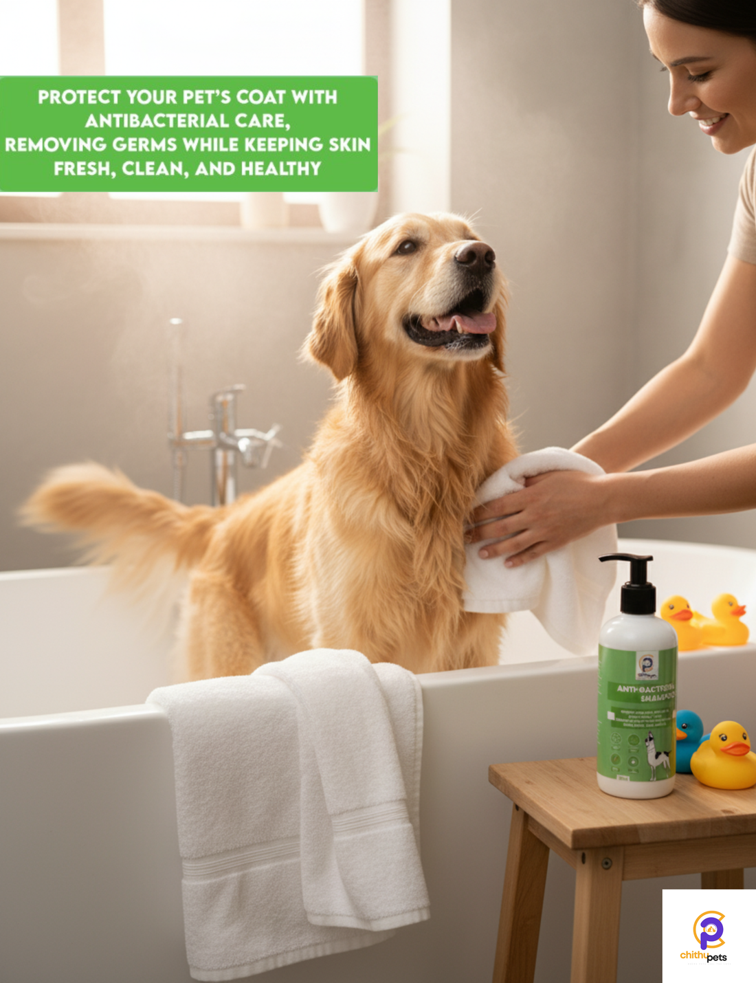 ChithuPets Anti-Bacterial Pet Shampoo – Natural Germ Protection for Dogs (300ml)