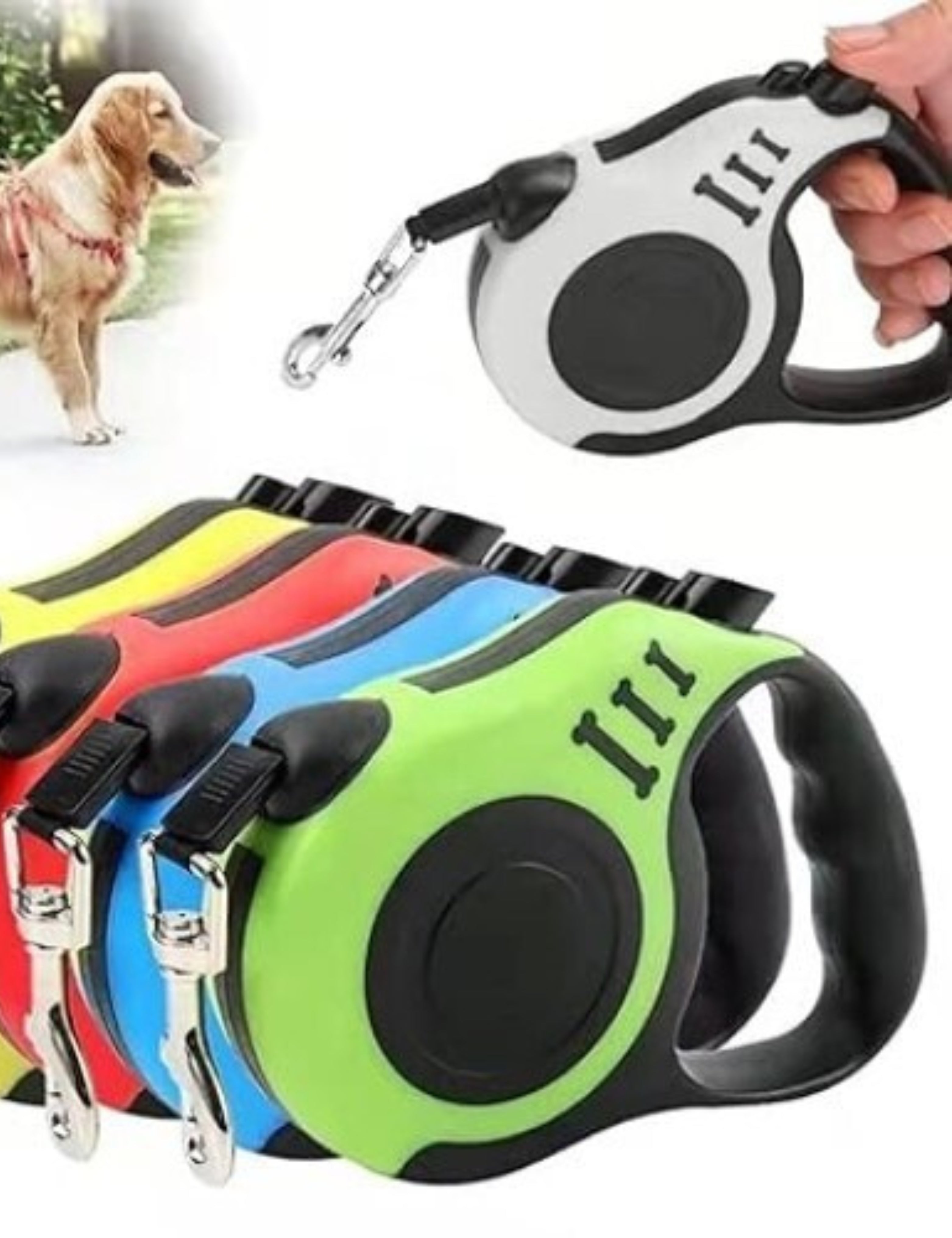 Retractable Pet Leash – 5 Meter Nylon Tape | One-Hand Lock System