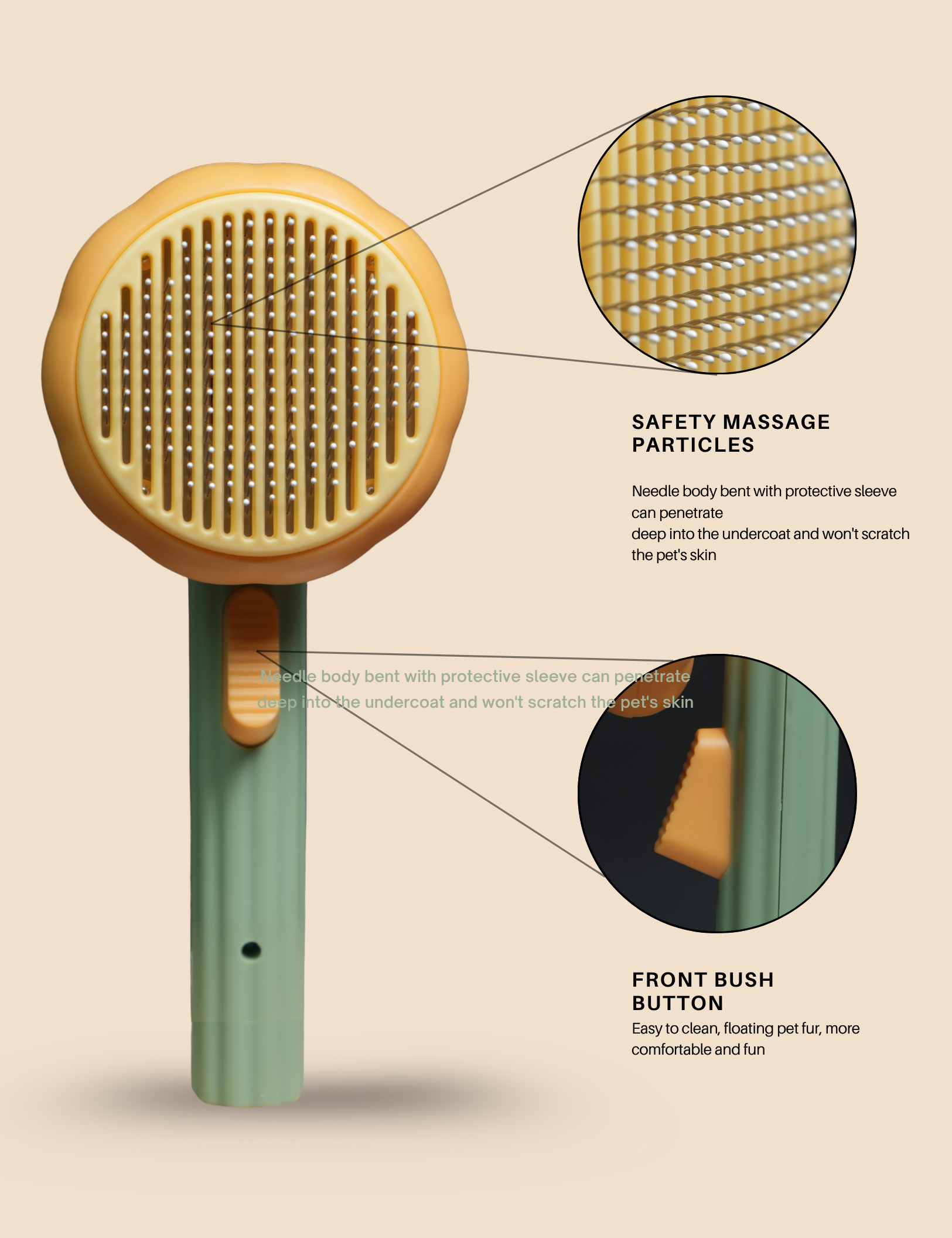 ChithuPets Pumpkin Shape Self-Cleaning Pet Brush – Gentle Grooming & Massage for Dogs & Cats