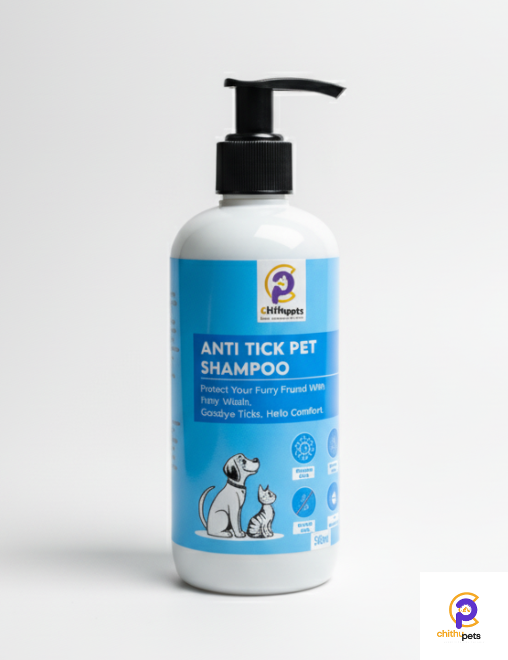 ChithuPets Anti-Tick Pet Shampoo – Neem & Citronella Protection (300ml)